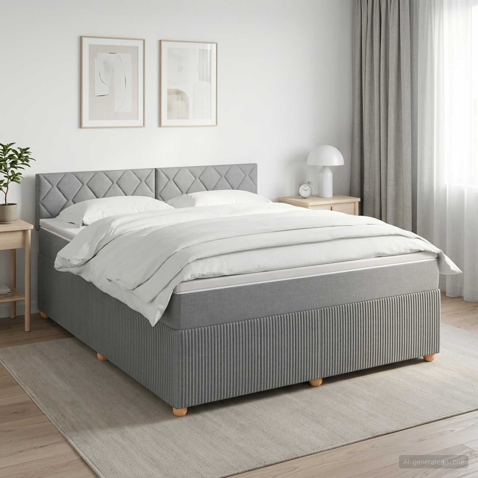 Boxspring krevet s madracem Svjetlosiva 180 x 200 cm Tkanina
