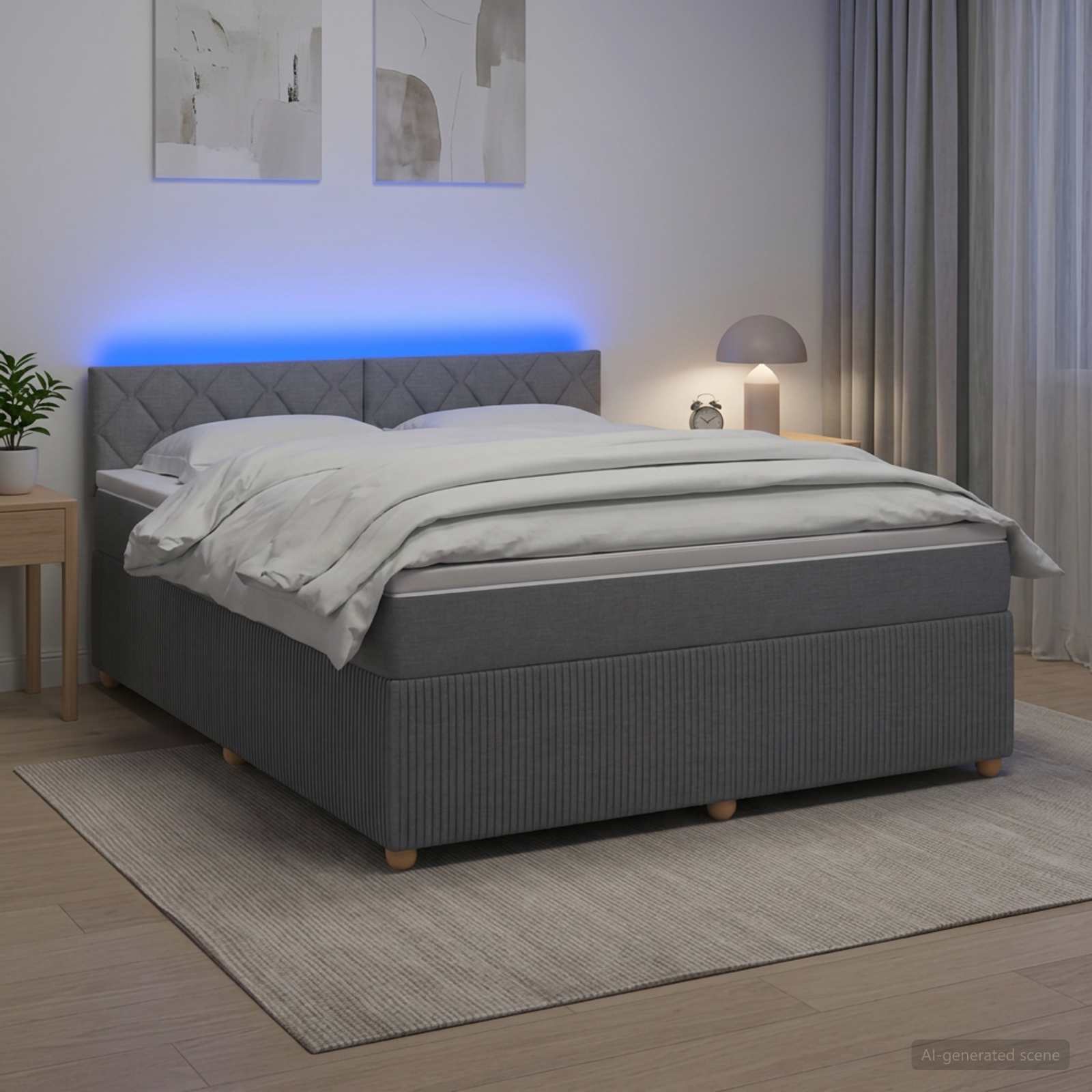 Boxspring krevet s madracem Svjetlosiva 160 x 200 cm Tkanina