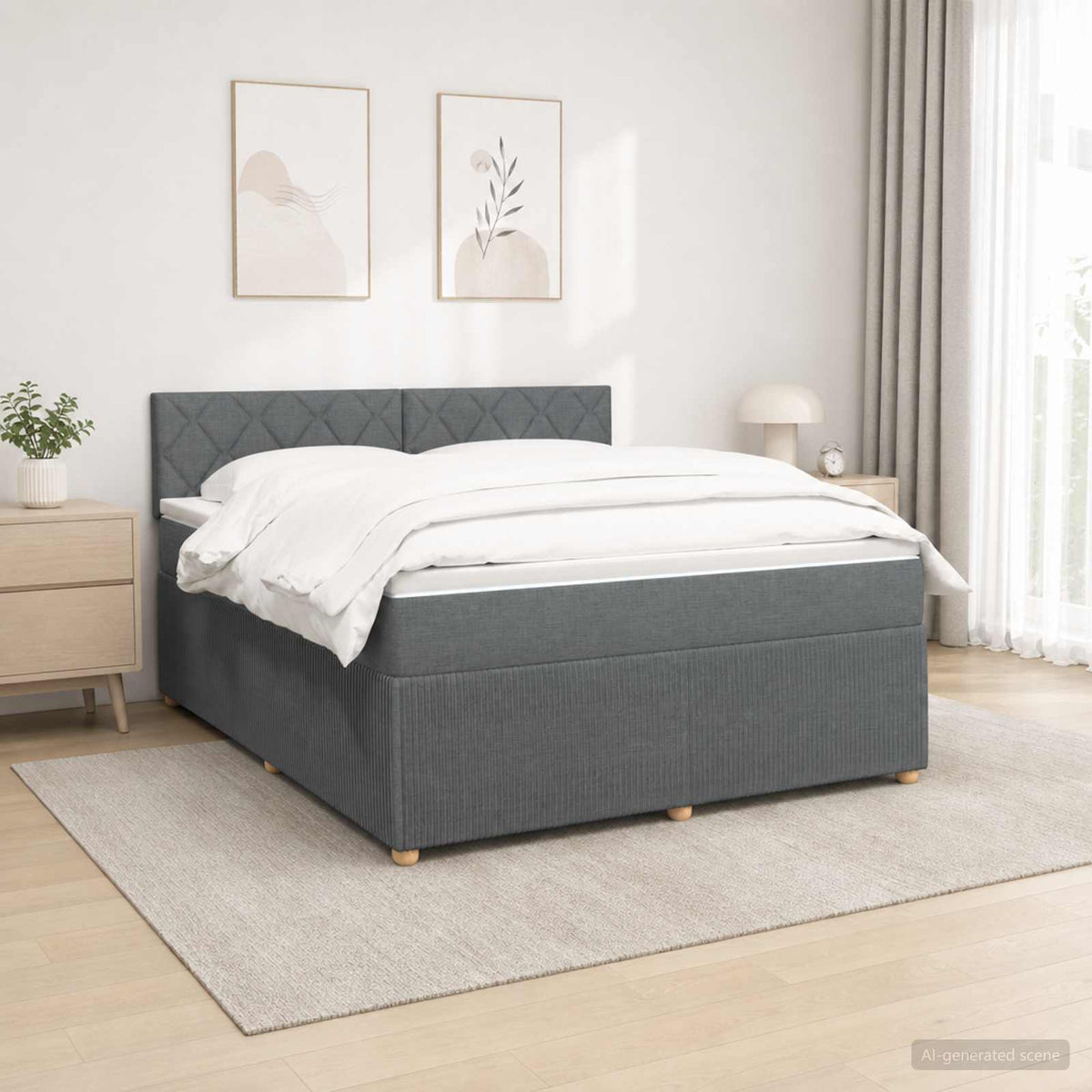 Boxspring krevet s madracem Tamnosiva 140 x 190 cm Tkanina