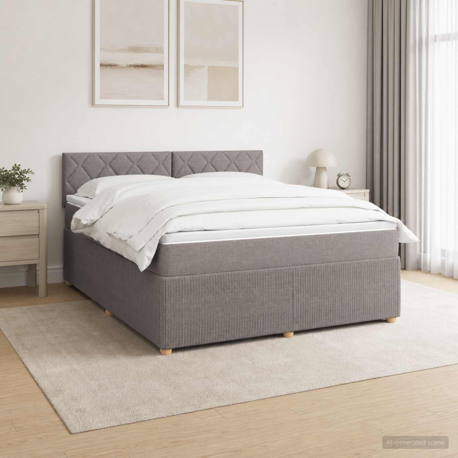 Boxspring krevet s madracem Sivosmeđa 180 x 200 cm Tkanina