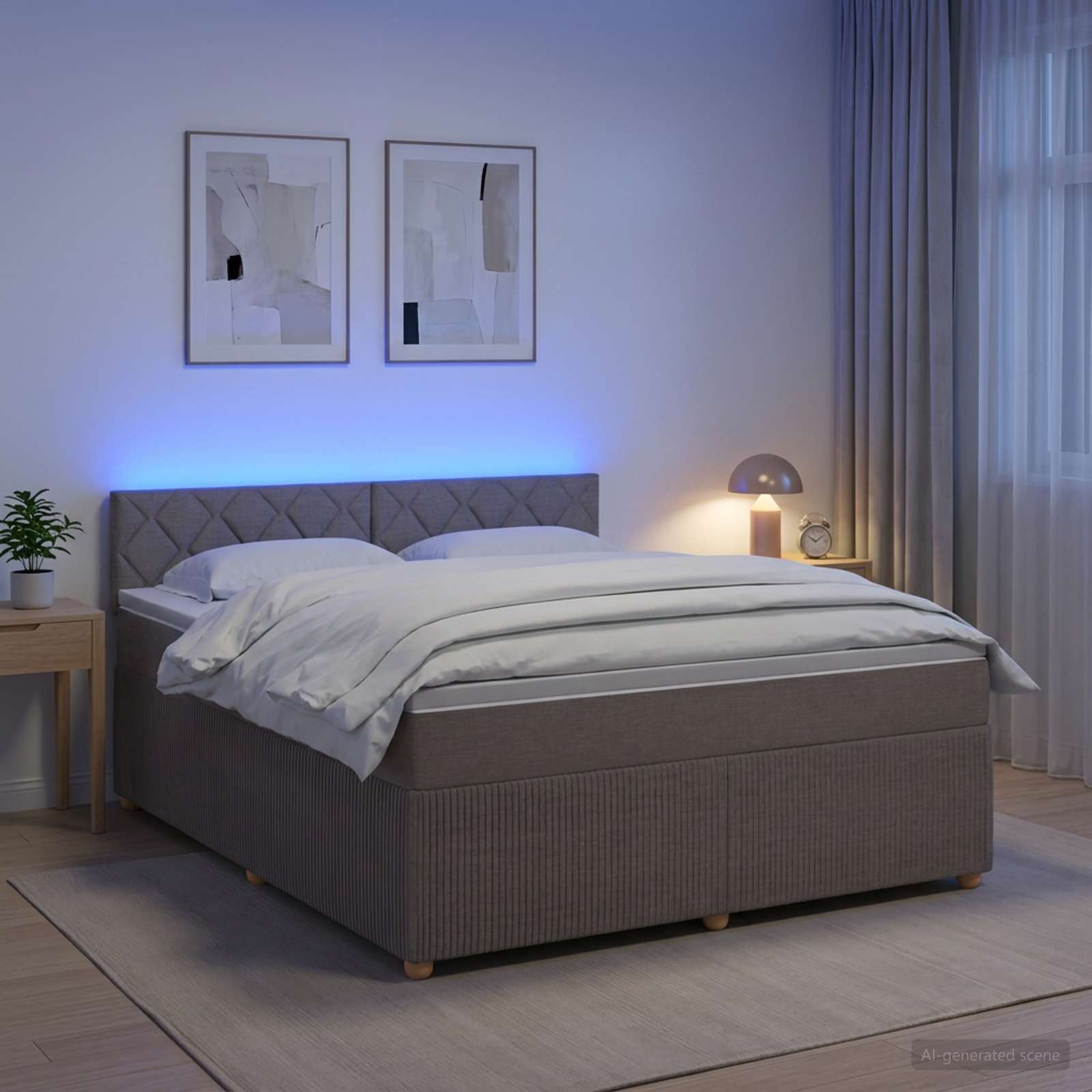Boxspring krevet s madracem Sivosmeđa 180 x 200 cm Tkanina