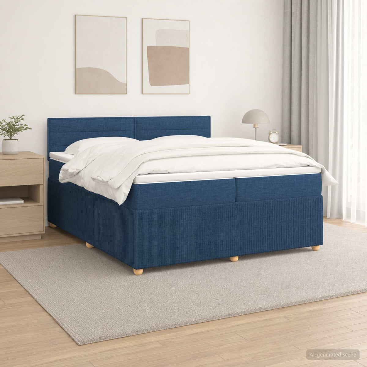 Boxspring krevet s madracem Plava 200 x 200 cm Tkanina