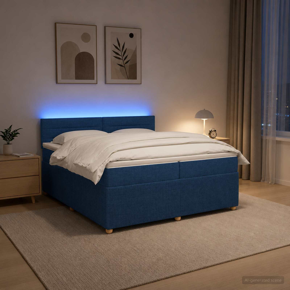 Boxspring krevet s madracem Plava 200 x 200 cm Tkanina