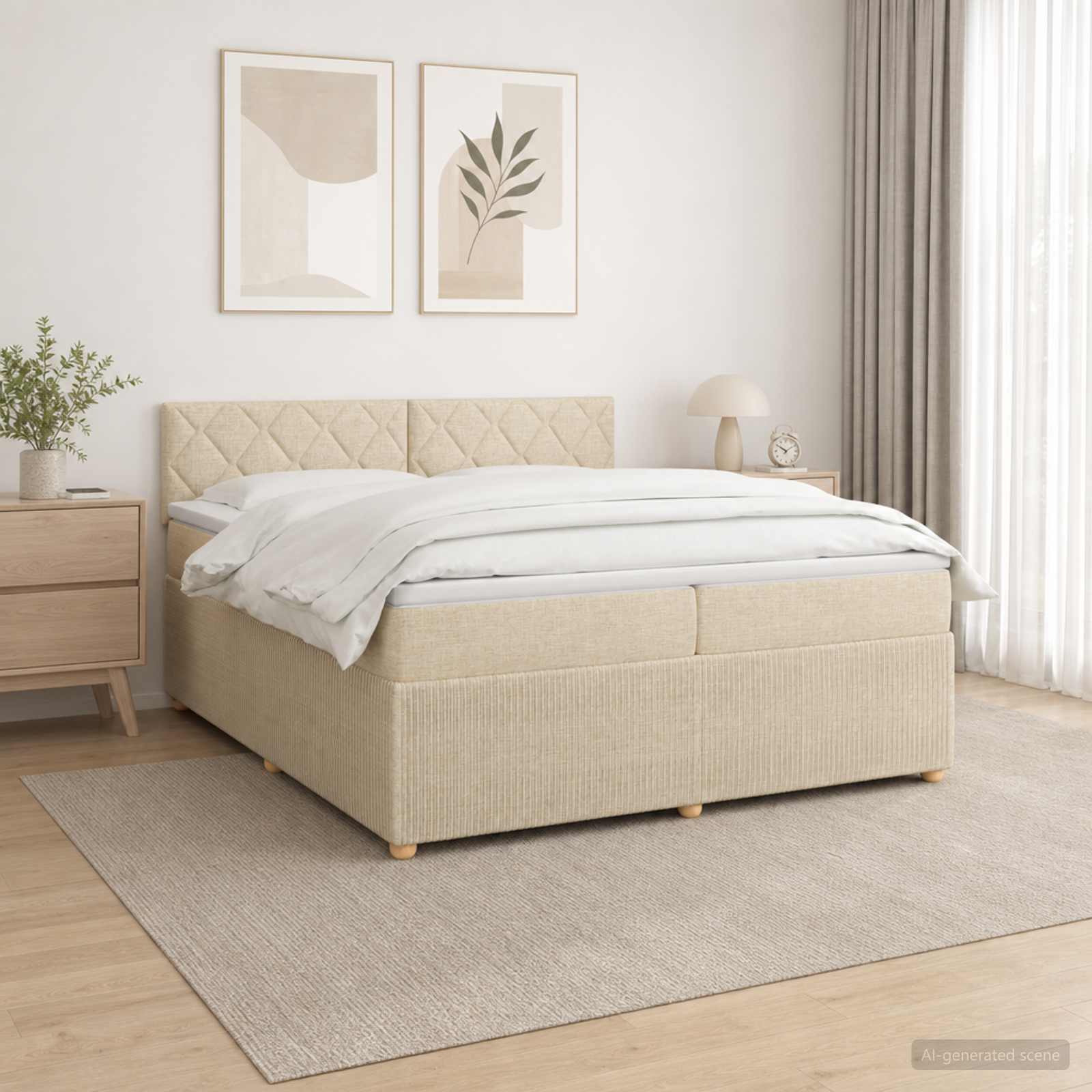 Boxspring krevet s madracem Krem 200 x 200 cm Tkanina