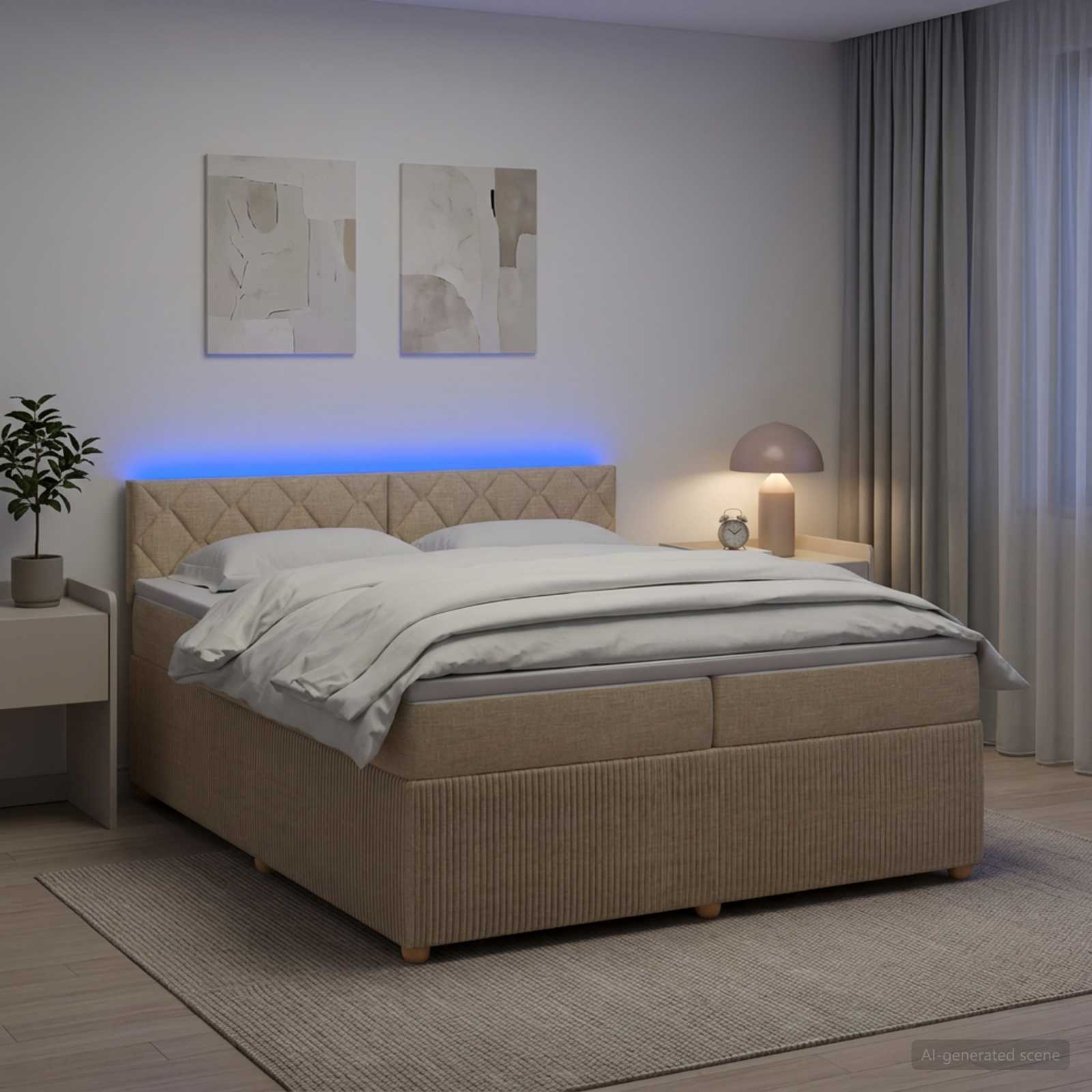 Boxspring krevet s madracem Krem 200 x 200 cm Tkanina