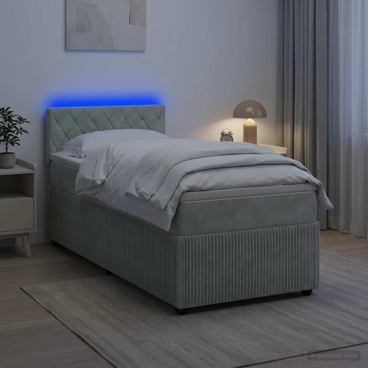 Boxspring krevet s madracem Svjetlosiva 90 x 200 cm Baršun