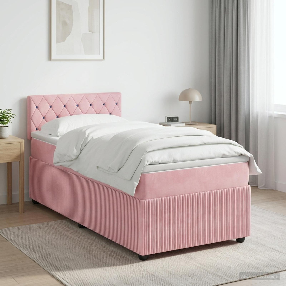 Boxspring krevet s madracem Ružičasta 90 x 190 cm Baršun