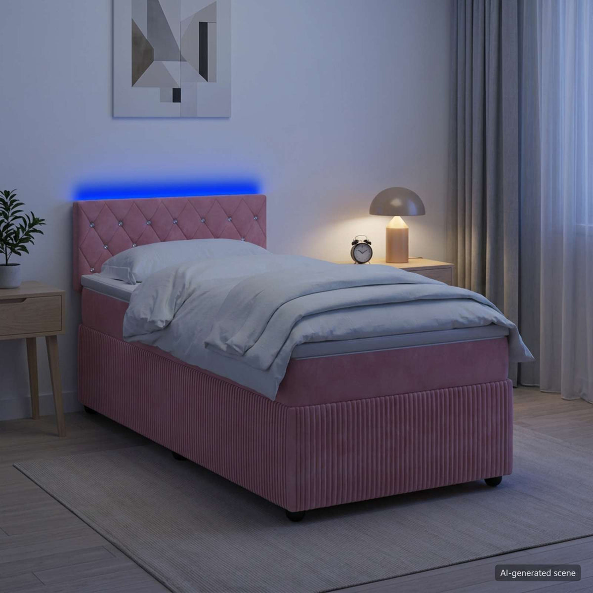 Boxspring krevet s madracem Ružičasta 90 x 190 cm Baršun