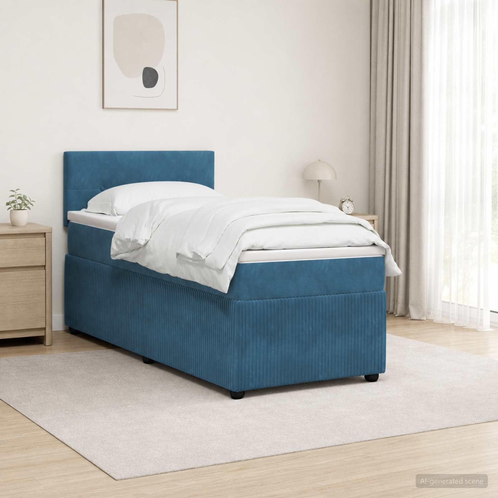 Boxspring krevet s madracem Plava 80 x 200 cm Baršun