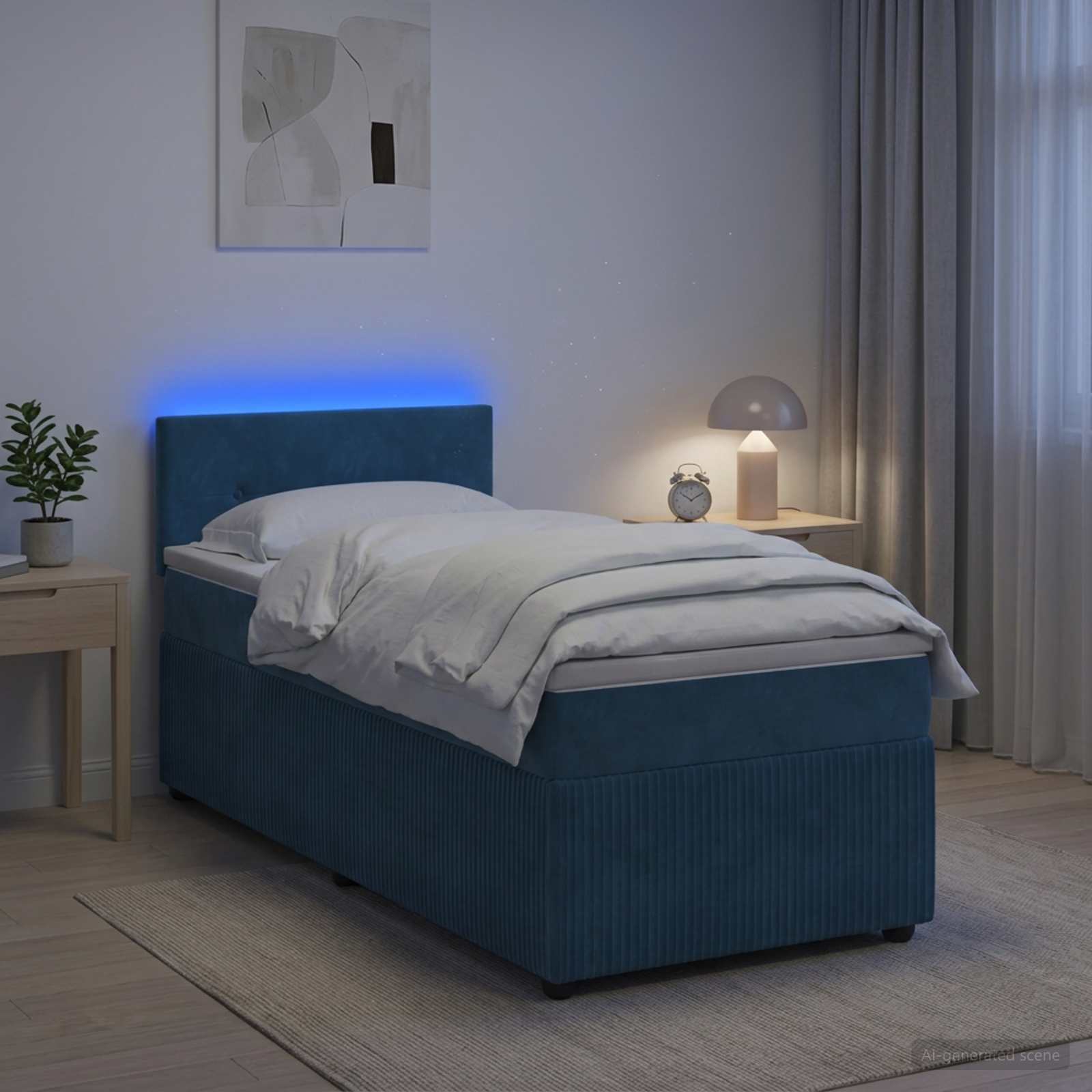 Boxspring krevet s madracem Plava 80 x 200 cm Baršun