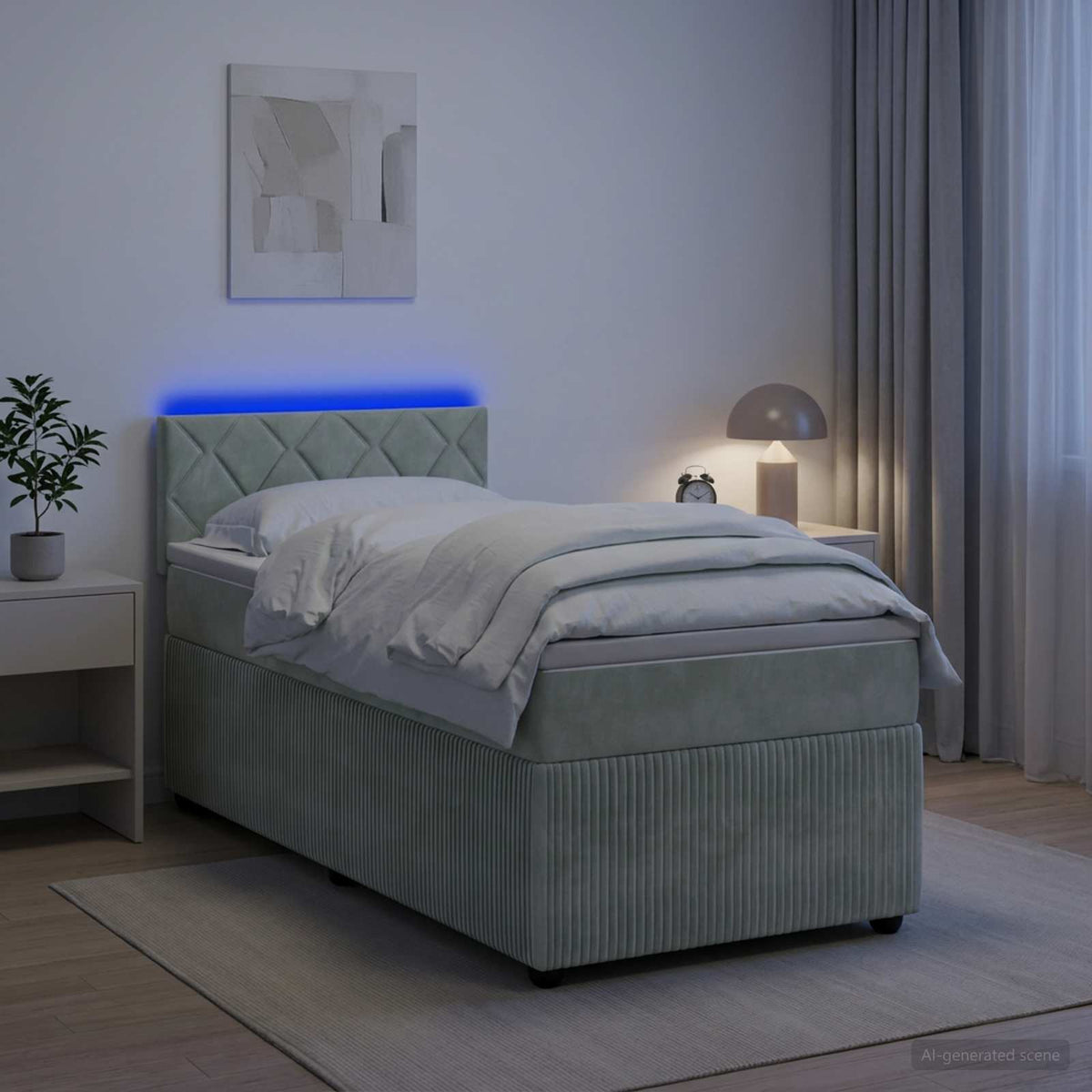 Boxspring krevet s madracem Svjetlosiva 90 x 200 cm Baršun