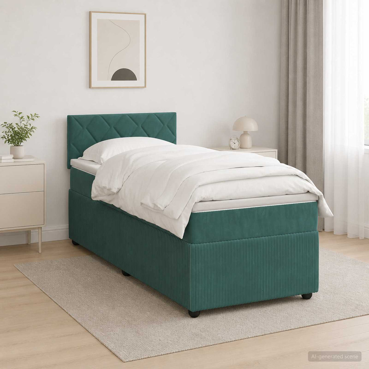 Boxspring krevet s madracem Tamnozelena 90 x 190 cm Baršun