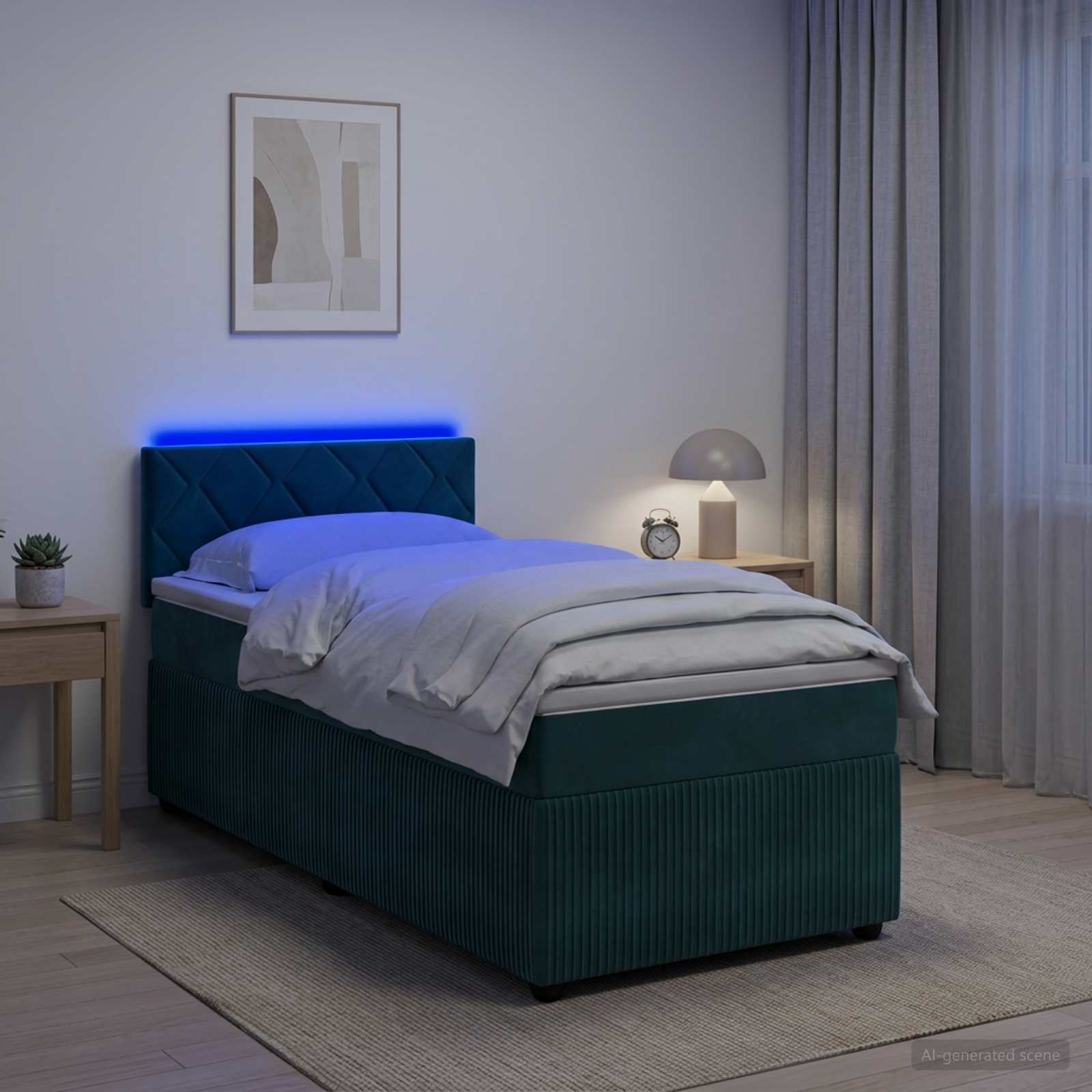 Boxspring krevet s madracem Tamnozelena 90 x 190 cm Baršun