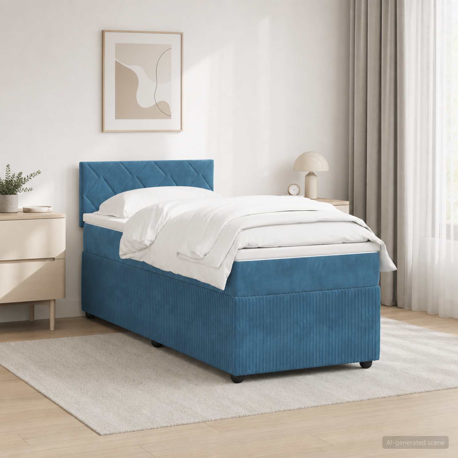 Boxspring krevet s madracem Plava 80 x 200 cm Baršun