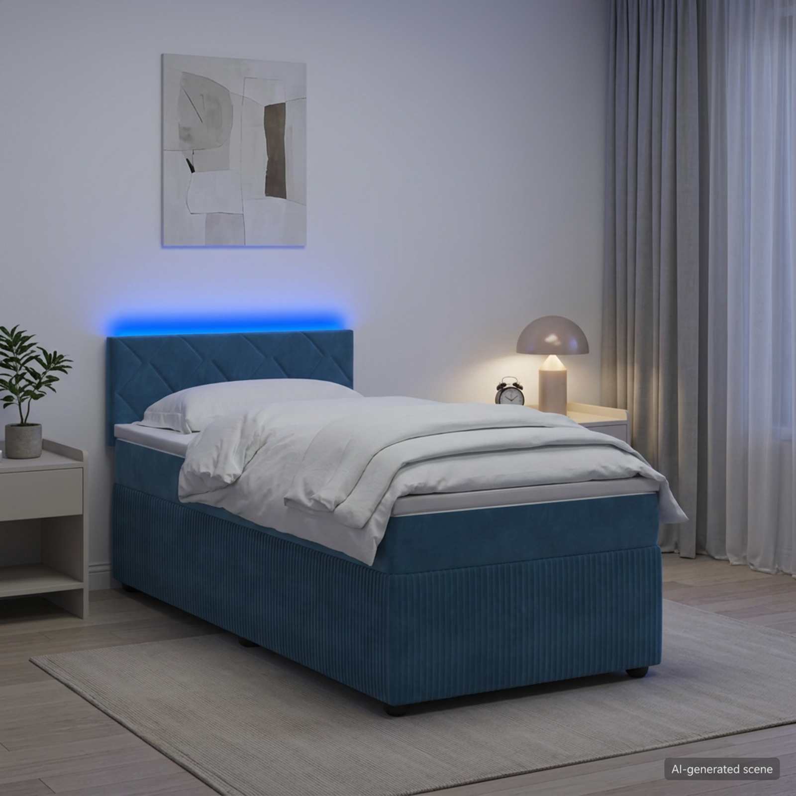 Boxspring krevet s madracem Plava 80 x 200 cm Baršun