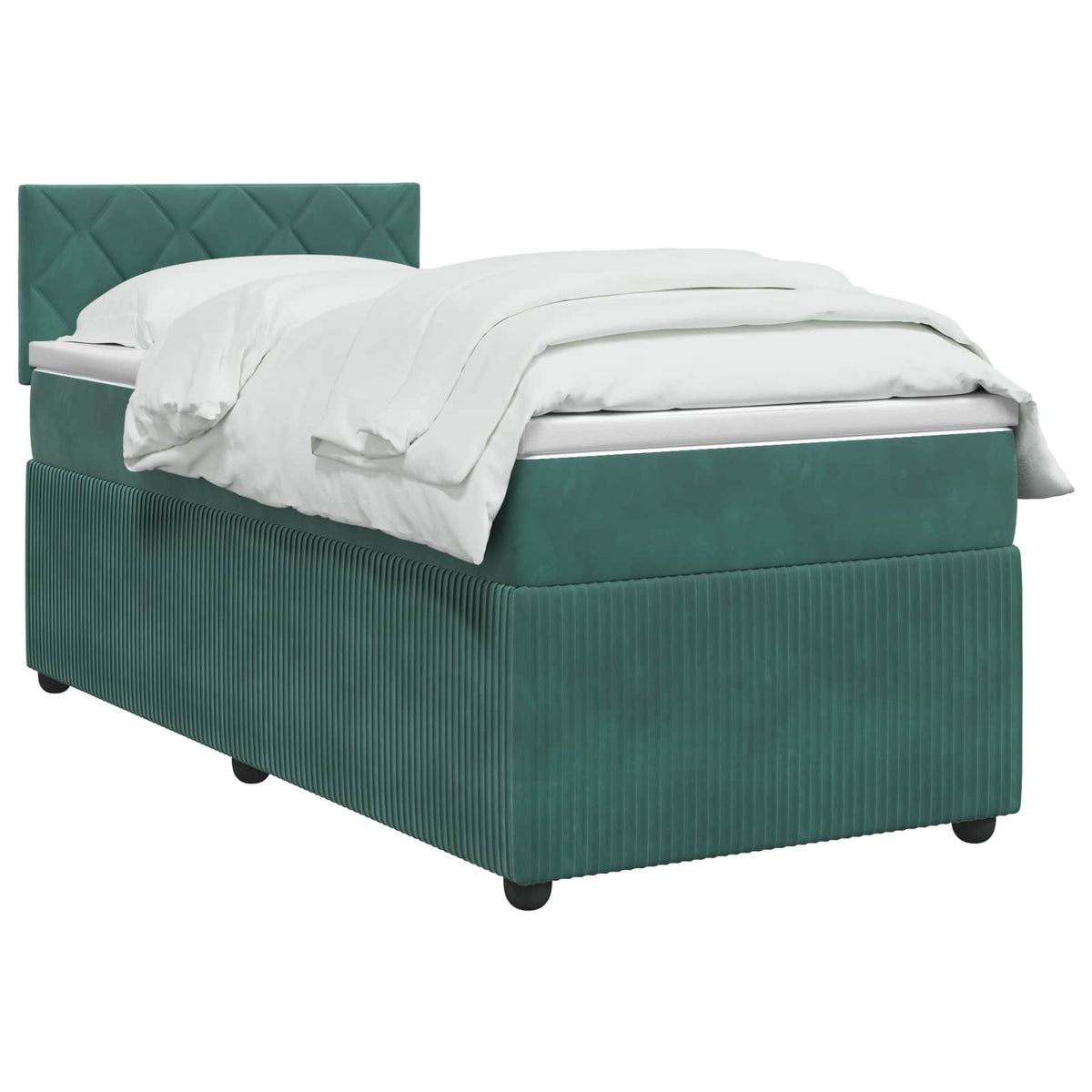 Boxspring krevet s madracem Tamnozelena 90 x 190 cm Baršun