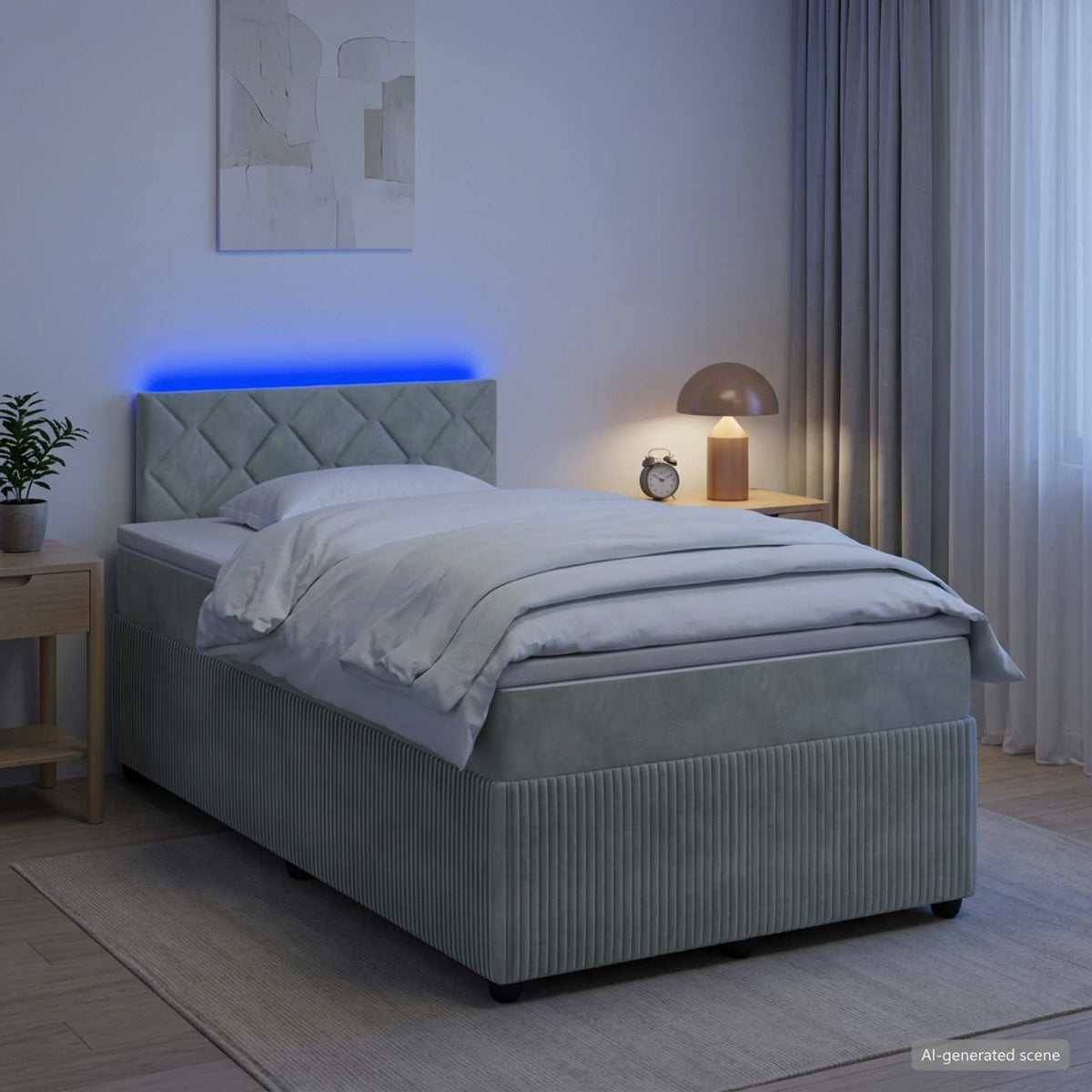 Boxspring krevet s madracem Svjetlosiva 120 x 200 cm Baršun