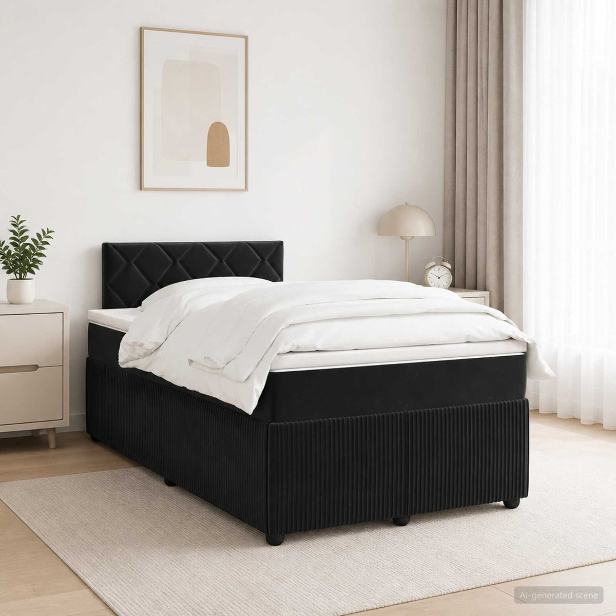 Boxspring krevet s madracem Crna 120 x 200 cm Baršun