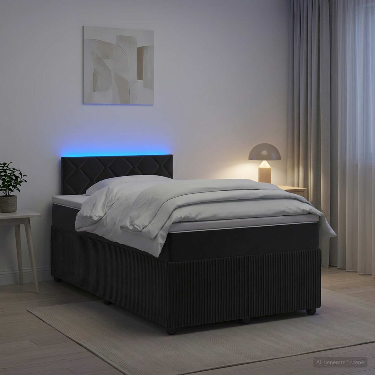 Boxspring krevet s madracem Crna 120 x 200 cm Baršun