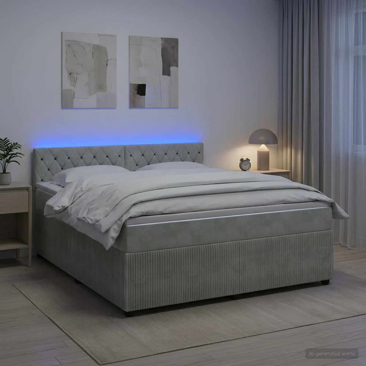 Boxspring krevet s madracem Svjetlosiva 140 x 200 cm Baršun