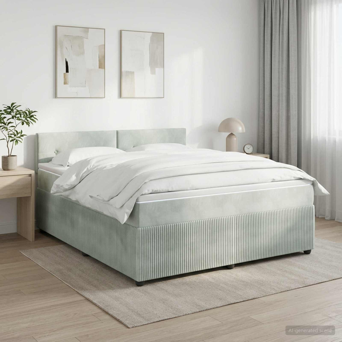 Boxspring krevet s madracem Svjetlosiva 140 x 200 cm Baršun