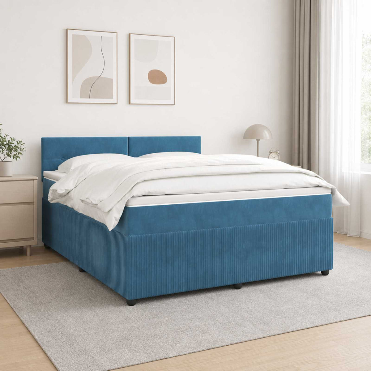 Boxspring krevet s madracem Plava 140 x 200 cm Baršun