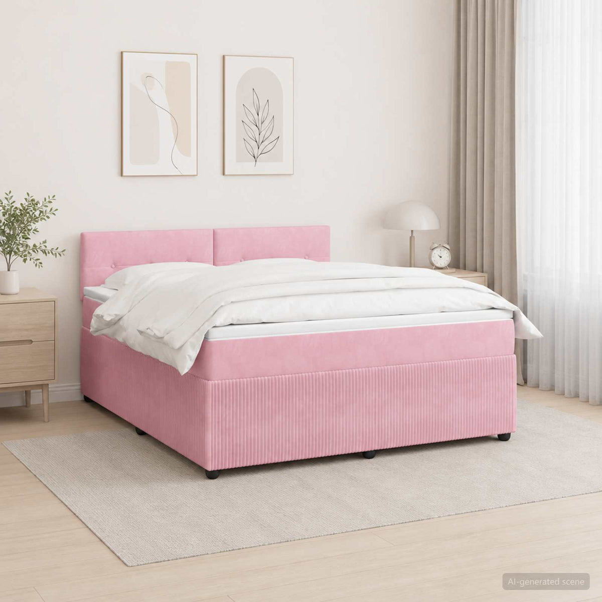 Boxspring krevet s madracem Ružičasta 160 x 200 cm Baršun
