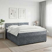 Boxspring krevet s madracem Tamnosiva 140 x 200 cm Baršun 144 x 200 x 100.5 cm