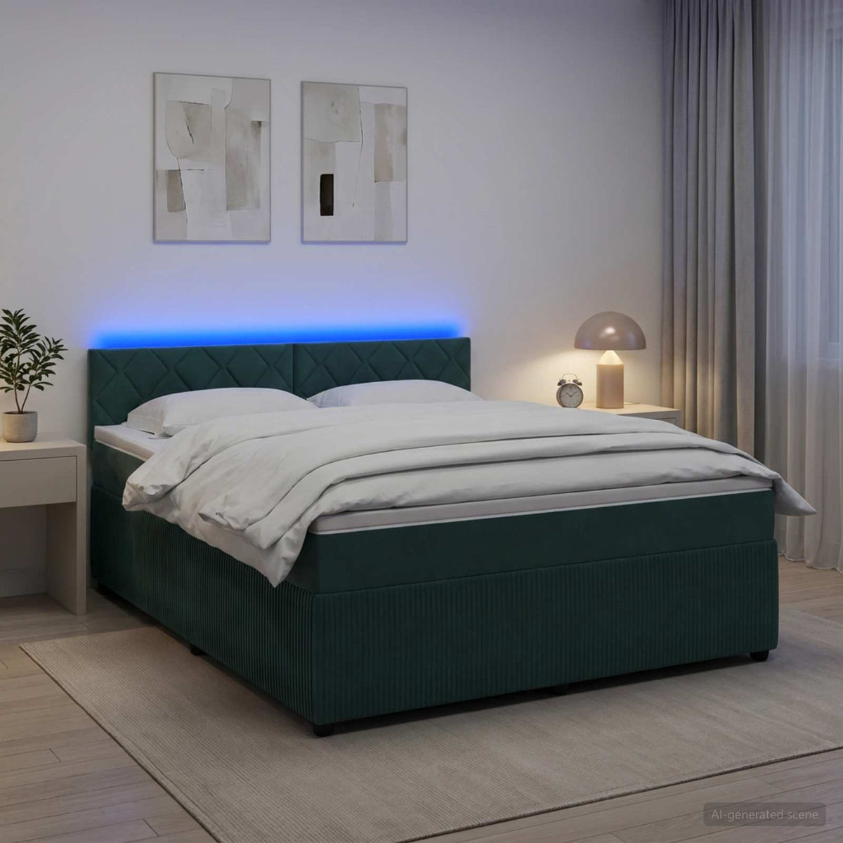 Boxspring krevet s madracem Tamnozelena 140 x 200 cm Baršun