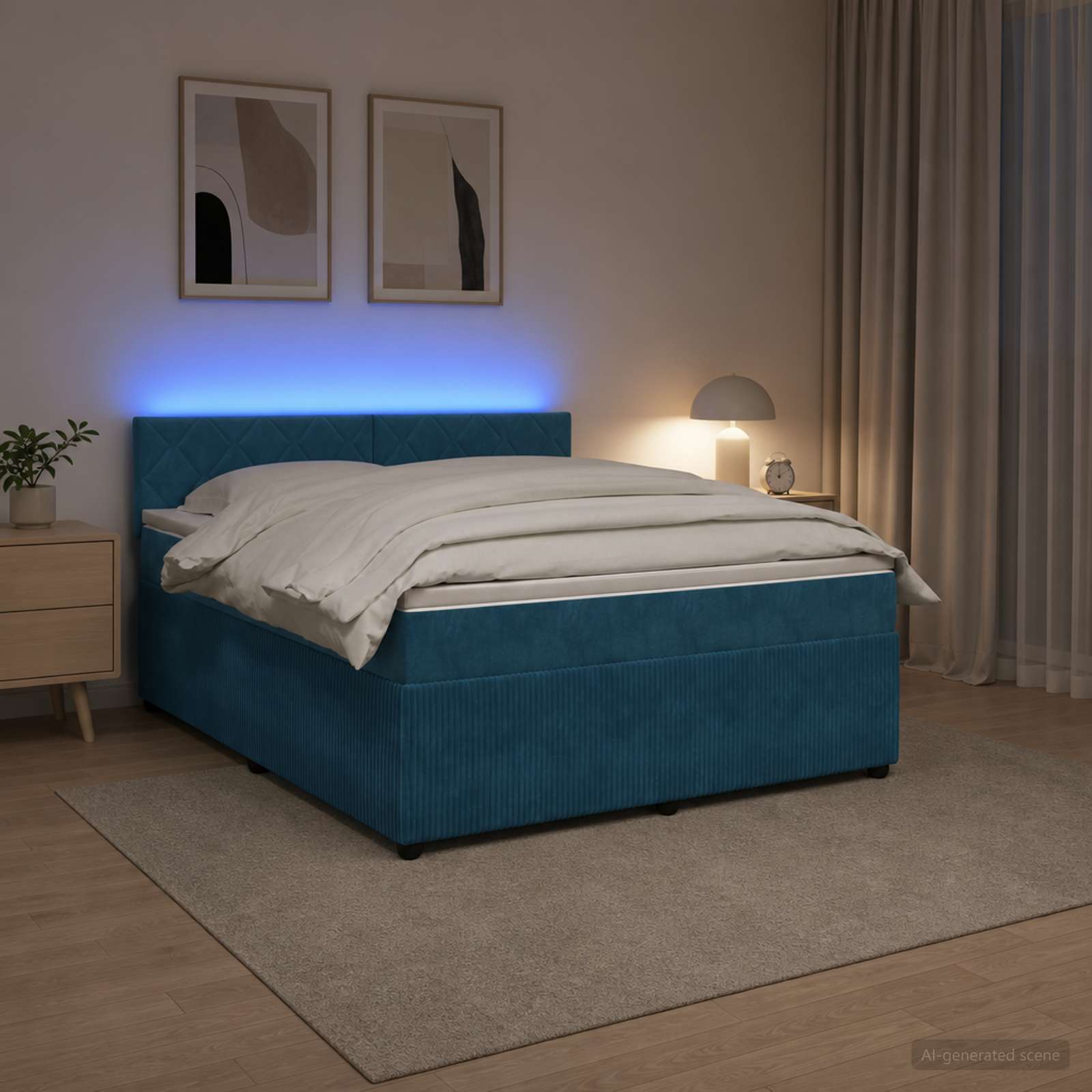 Boxspring krevet s madracem Plava 140 x 200 cm Baršun