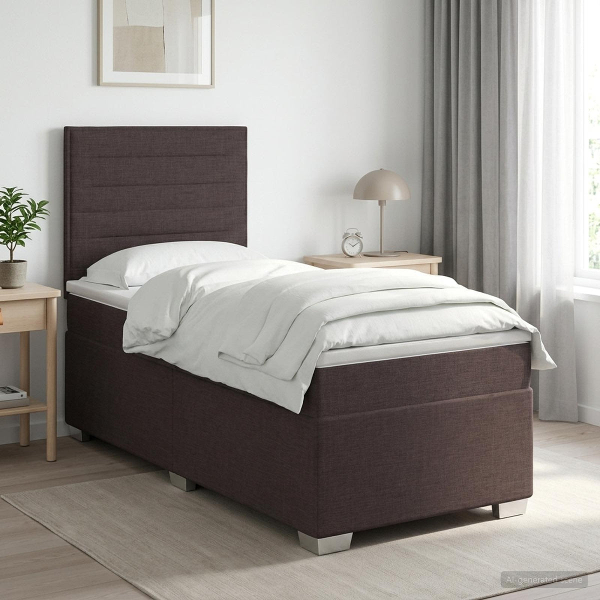 Boxspring krevet s madracem Tamno smeđa 90 x 190 cm Tkanina
