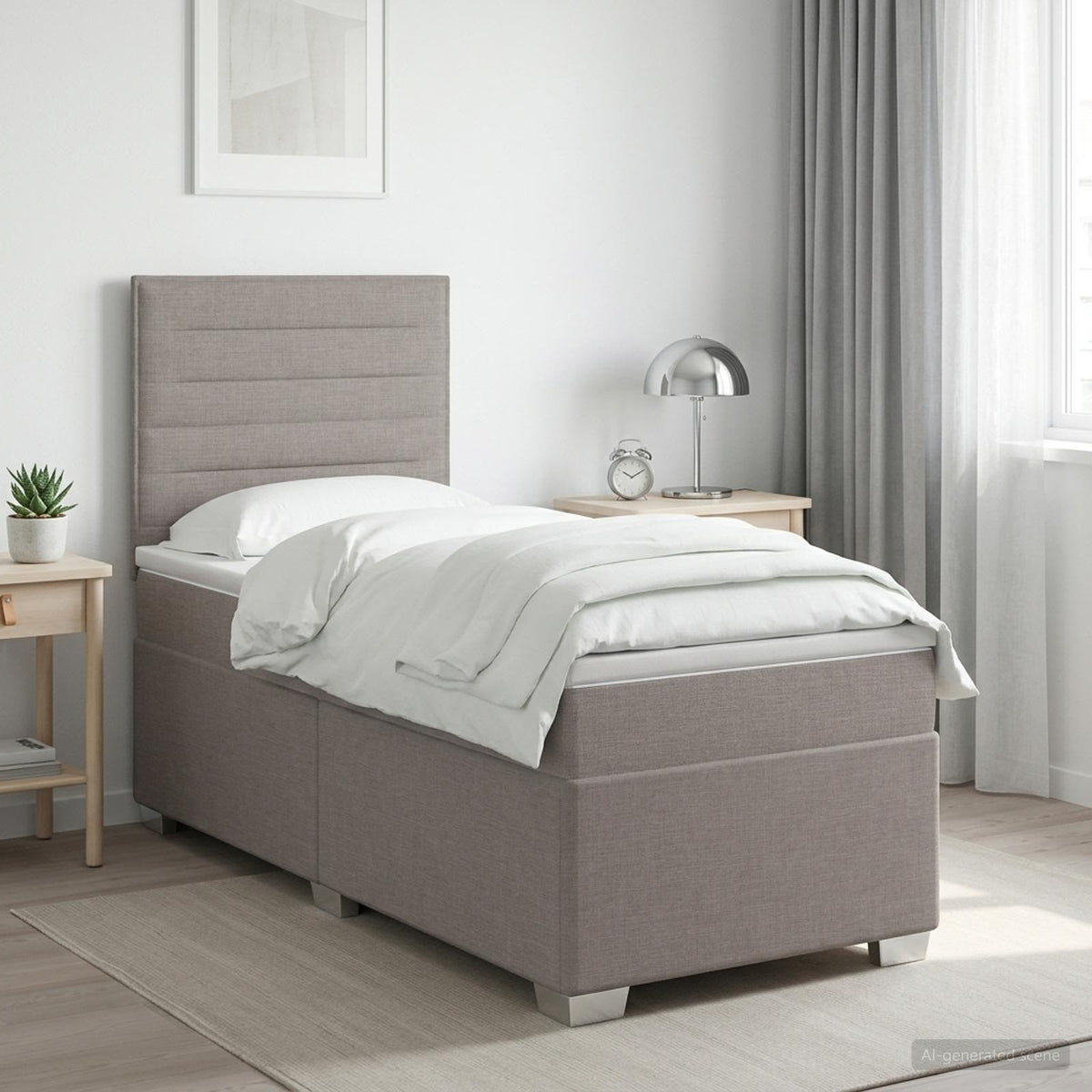 Boxspring krevet s madracem Sivosmeđa 90 x 200 cm Tkanina