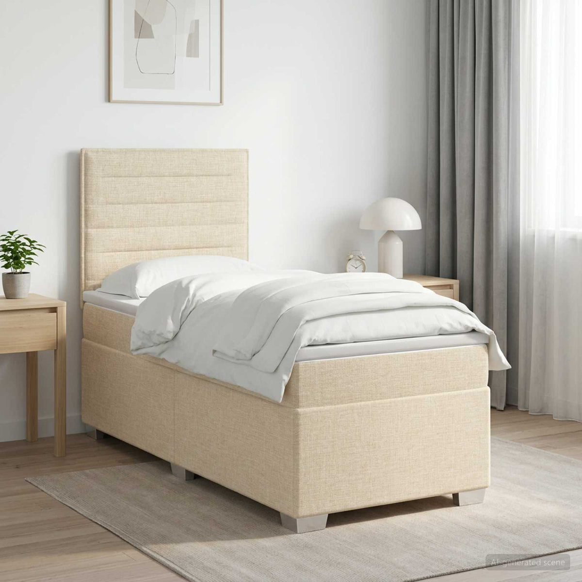 Boxspring krevet s madracem Krem 80 x 200 cm Tkanina