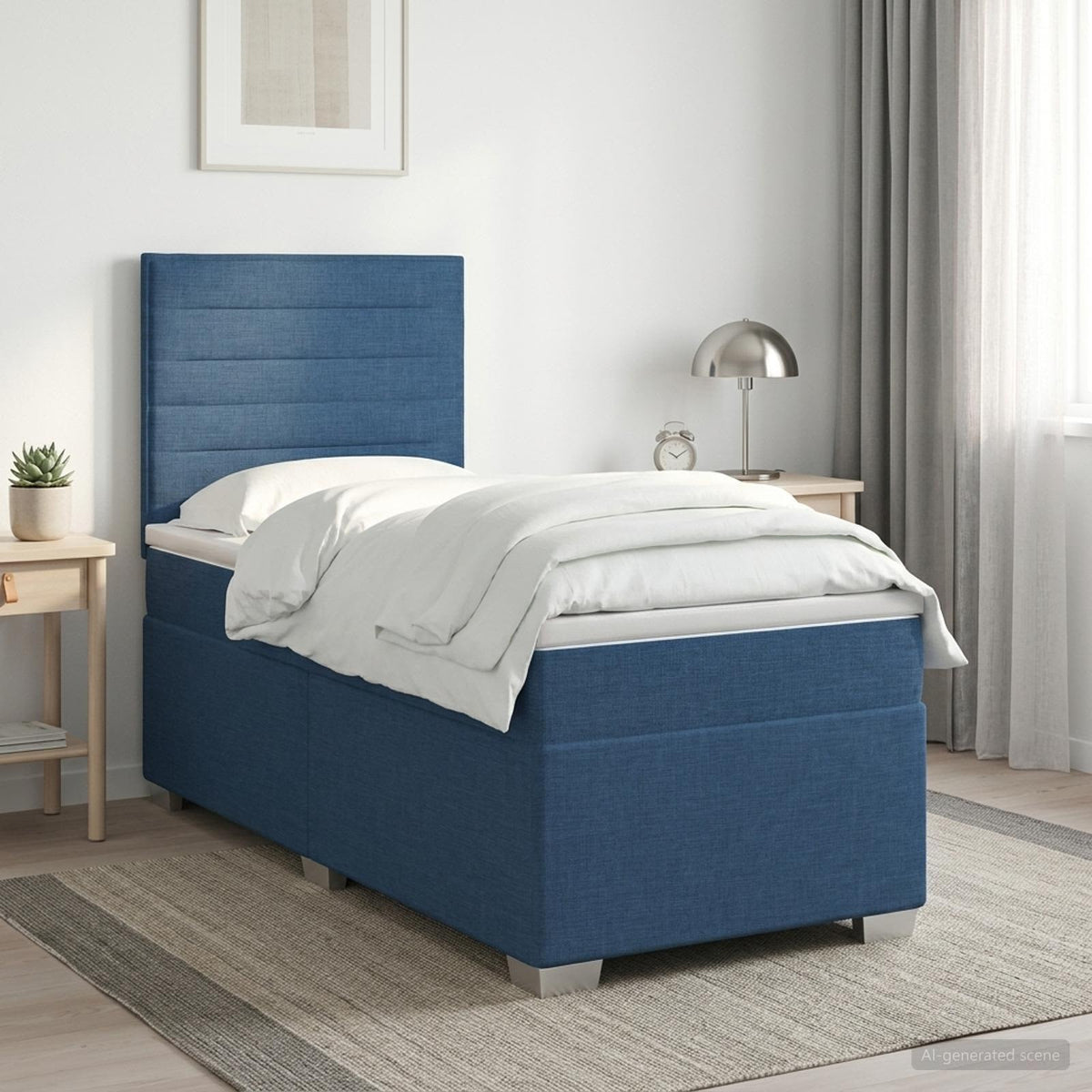 Boxspring krevet s madracem Plava 100 x 200 cm Tkanina