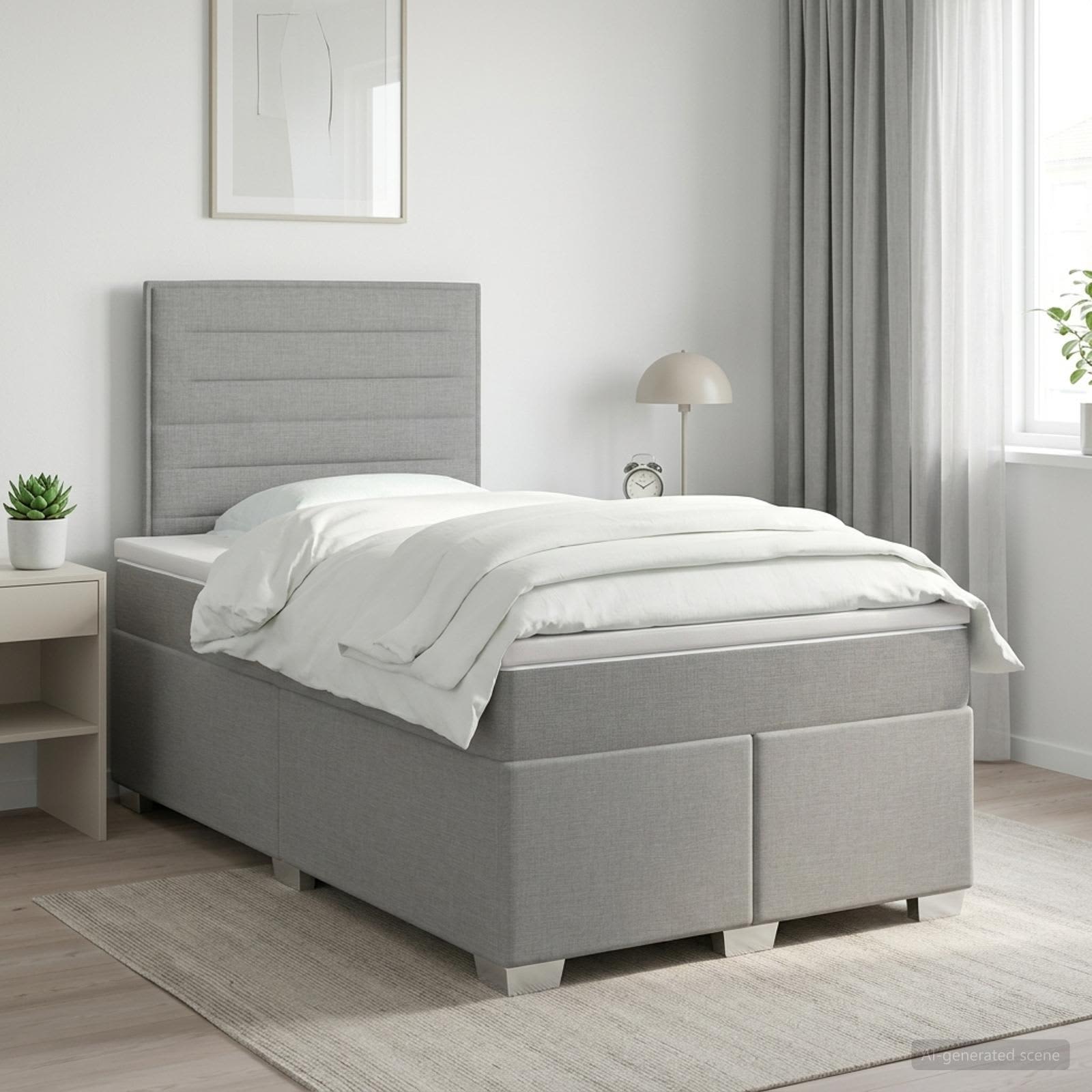 Boxspring krevet s madracem Svjetlosiva 120 x 200 cm Tkanina