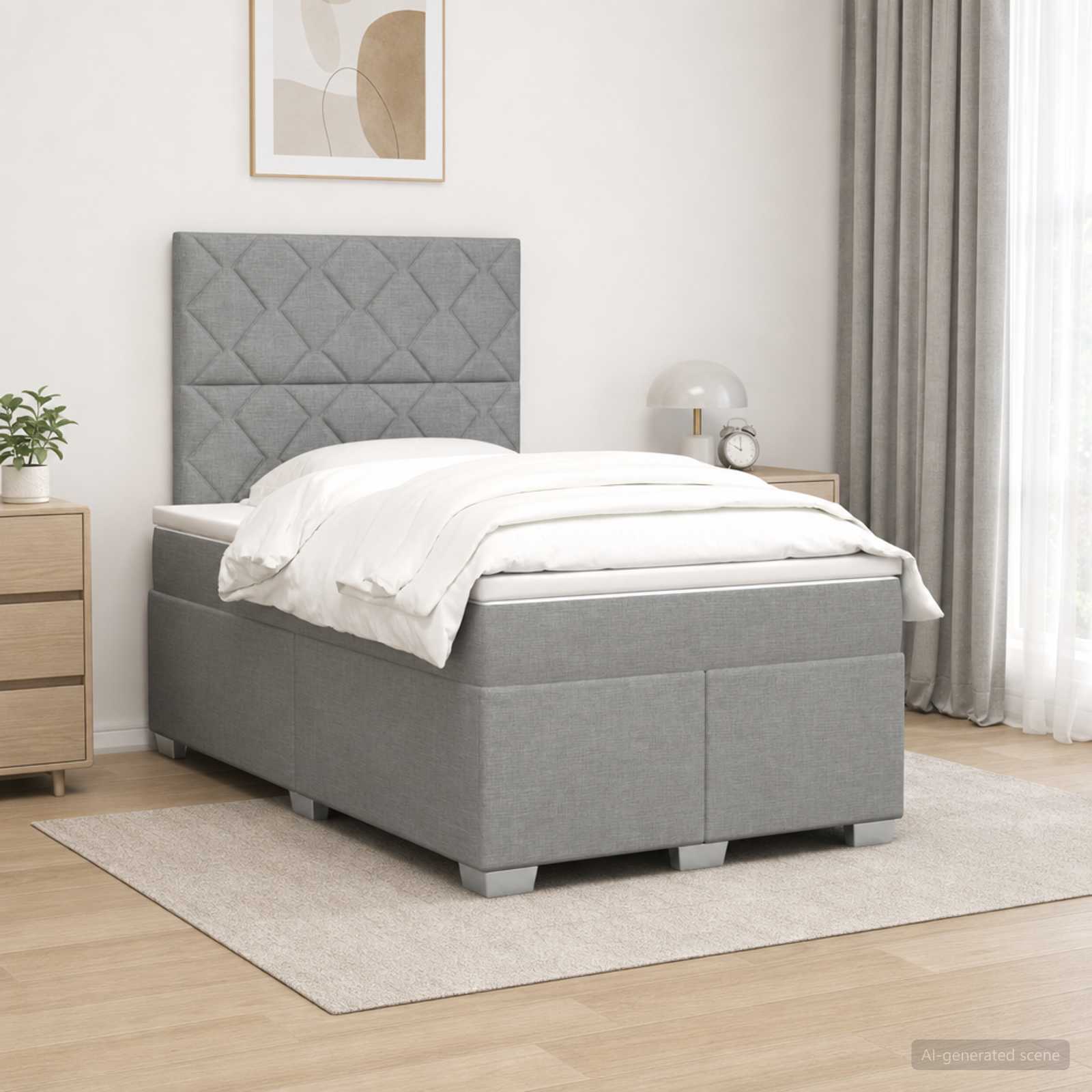 Boxspring krevet s madracem Svjetlosiva 120 x 200 cm Tkanina