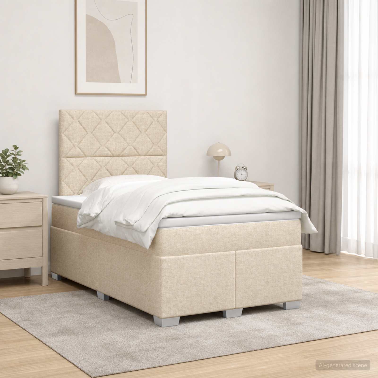 Boxspring krevet s madracem Krem 120 x 200 cm Tkanina