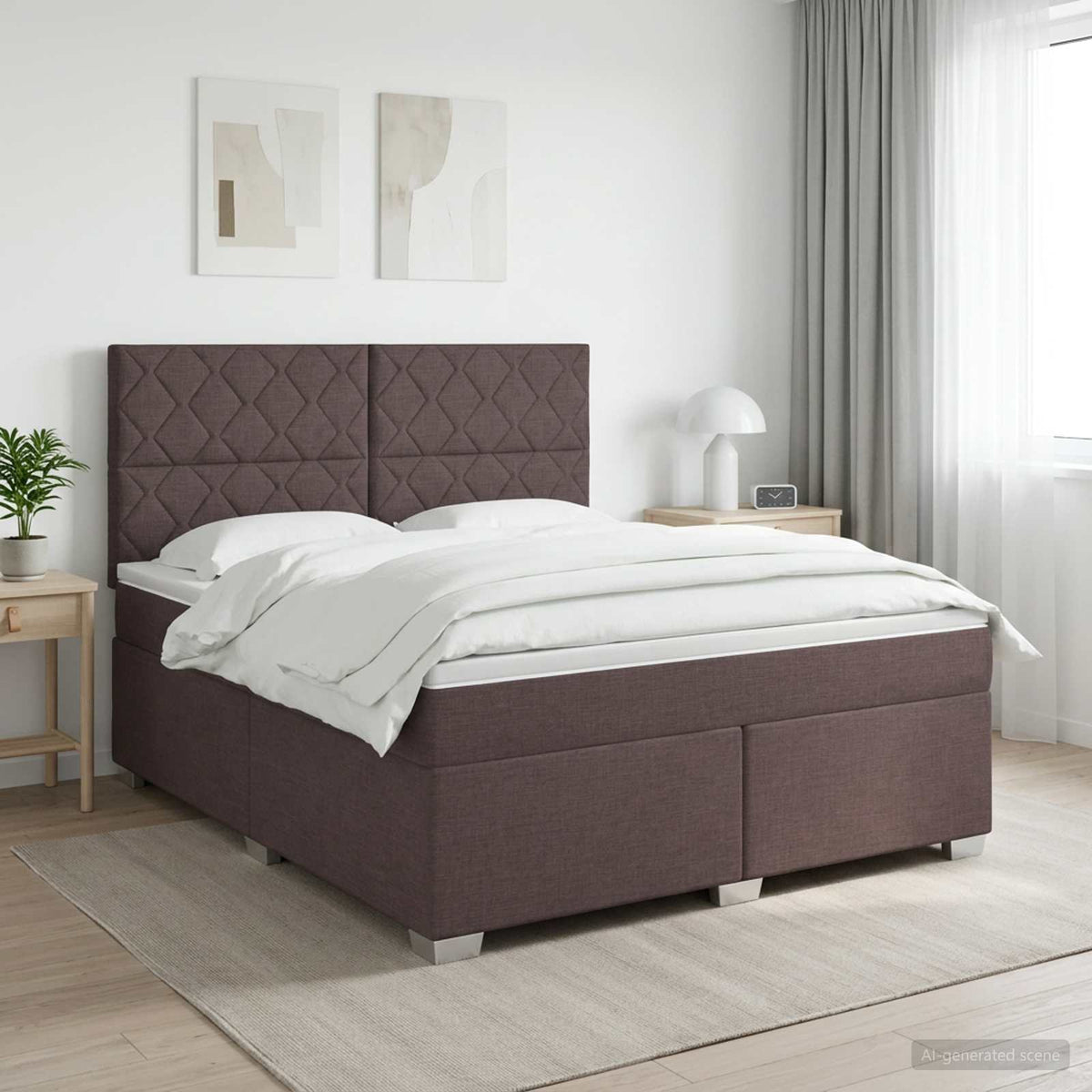 Boxspring krevet s madracem Tamno smeđa 160 x 200 cm Tkanina 200 x 160 x 140.5 cm