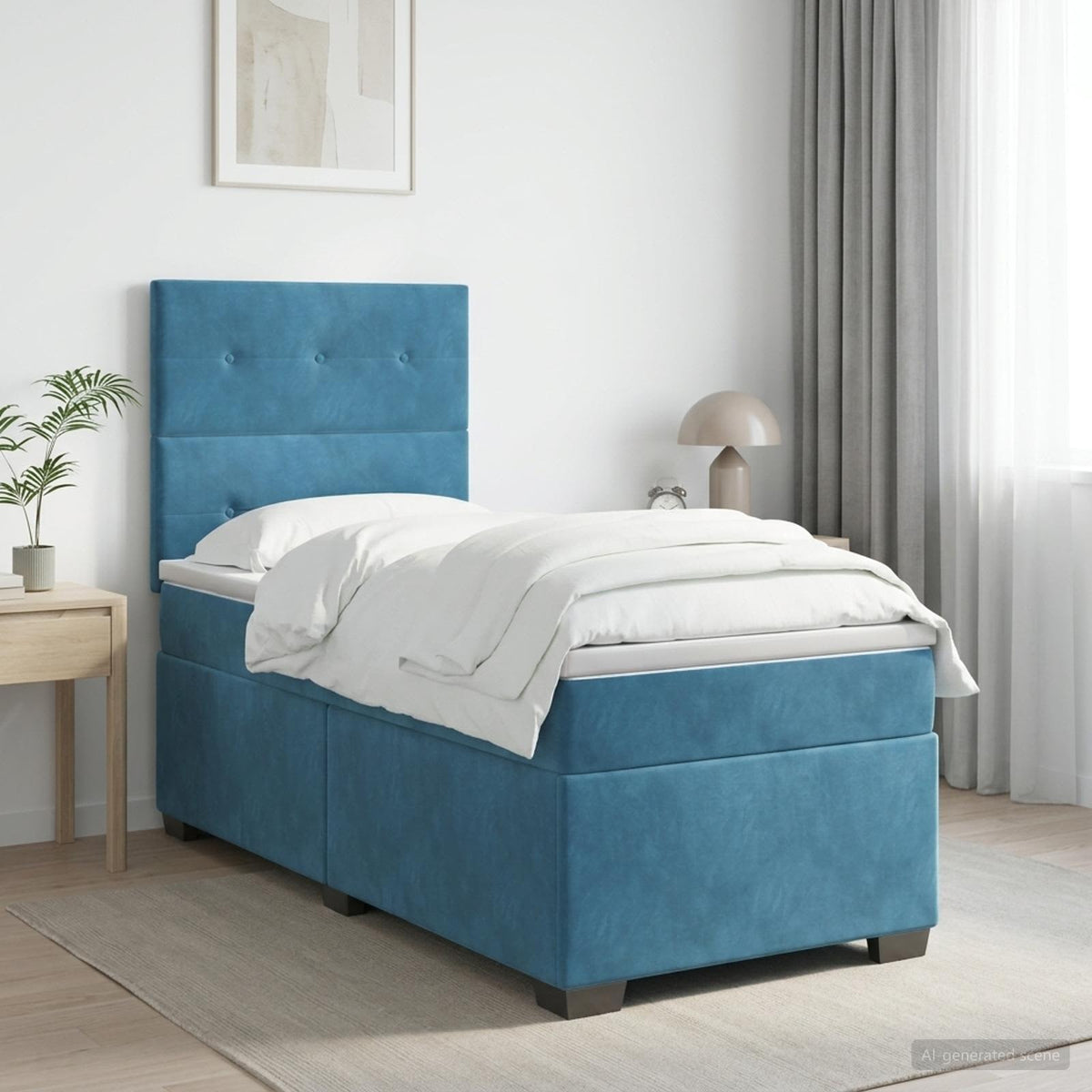 Boxspring krevet s madracem Plava 100 x 200 cm Baršun