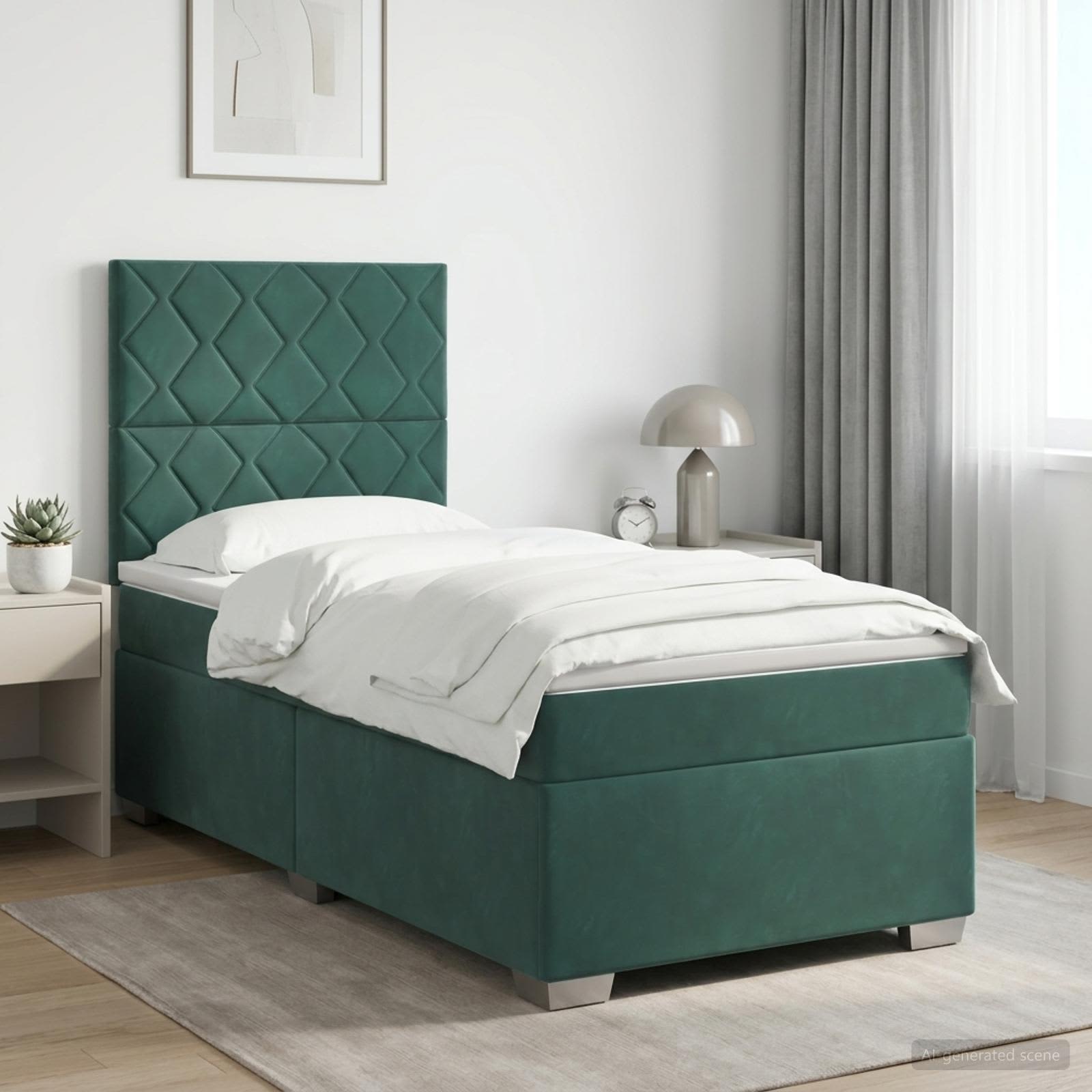 Boxspring krevet s madracem Tamnozelena 80 x 200 cm Baršun