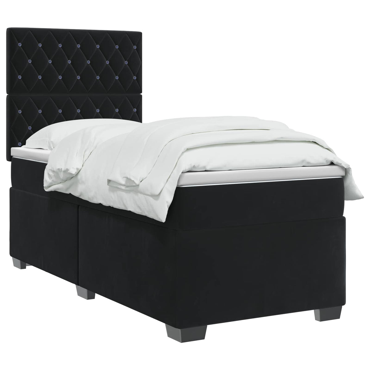 Boxspring krevet s madracem Crna 90 x 200 cm Baršun
