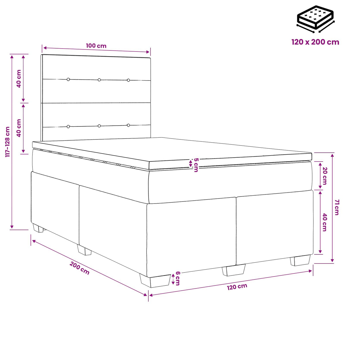 Boxspring krevet s madracem Ružičasta 120 x 200 cm Baršun