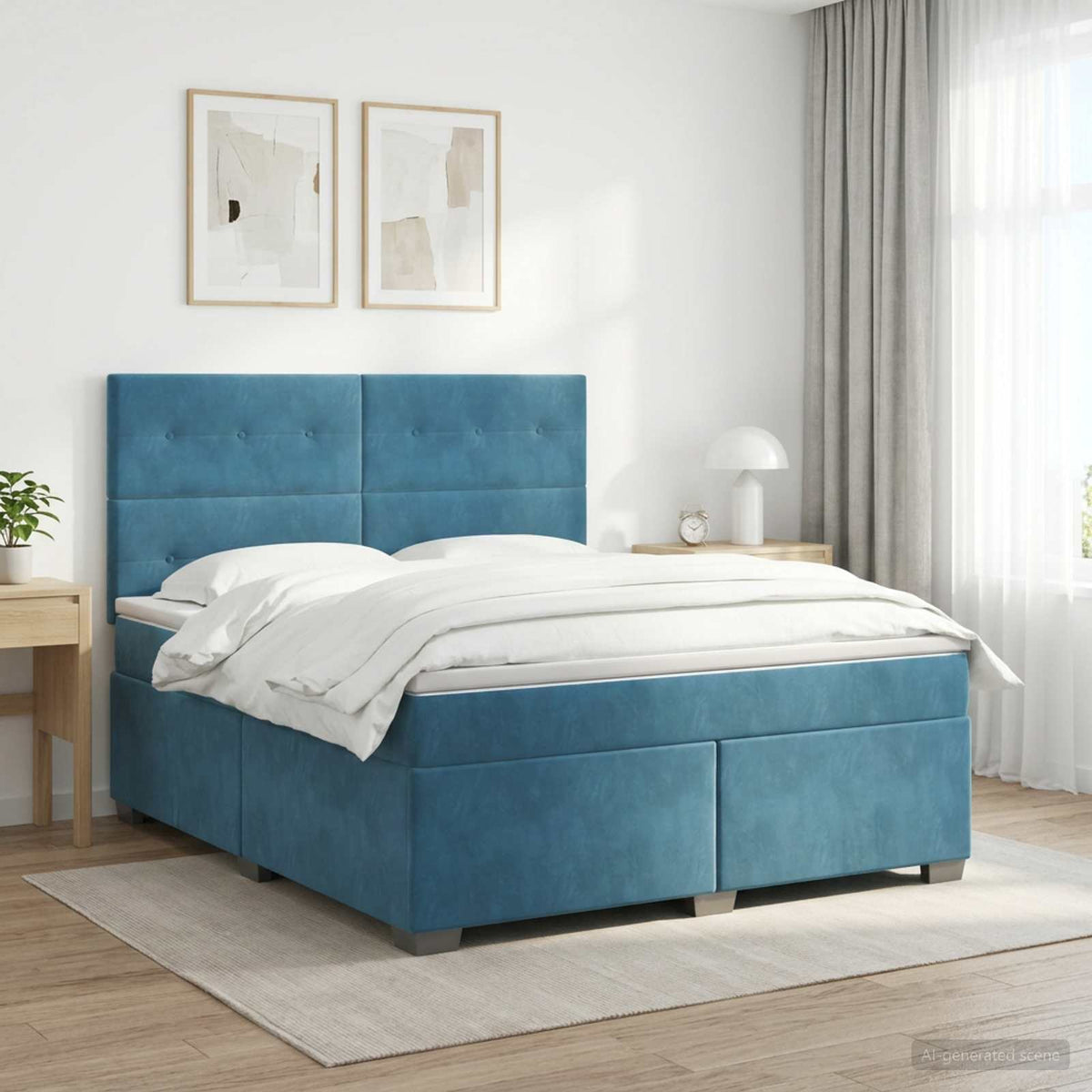 Boxspring krevet s madracem Plava 180 x 200 cm Baršun