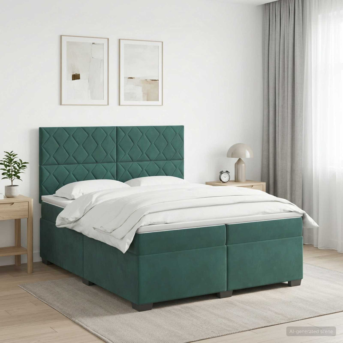 Boxspring krevet s madracem Tamnozelena 200 x 200 cm Baršun
