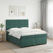 Boxspring krevet s madracem Tamnozelena 200 x 200 cm Baršun