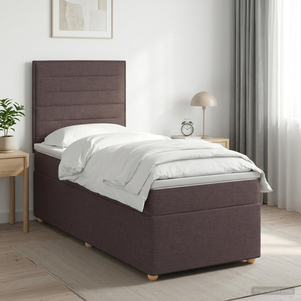 Boxspring krevet s madracem Tamno smeđa 90 x 190 cm Tkanina