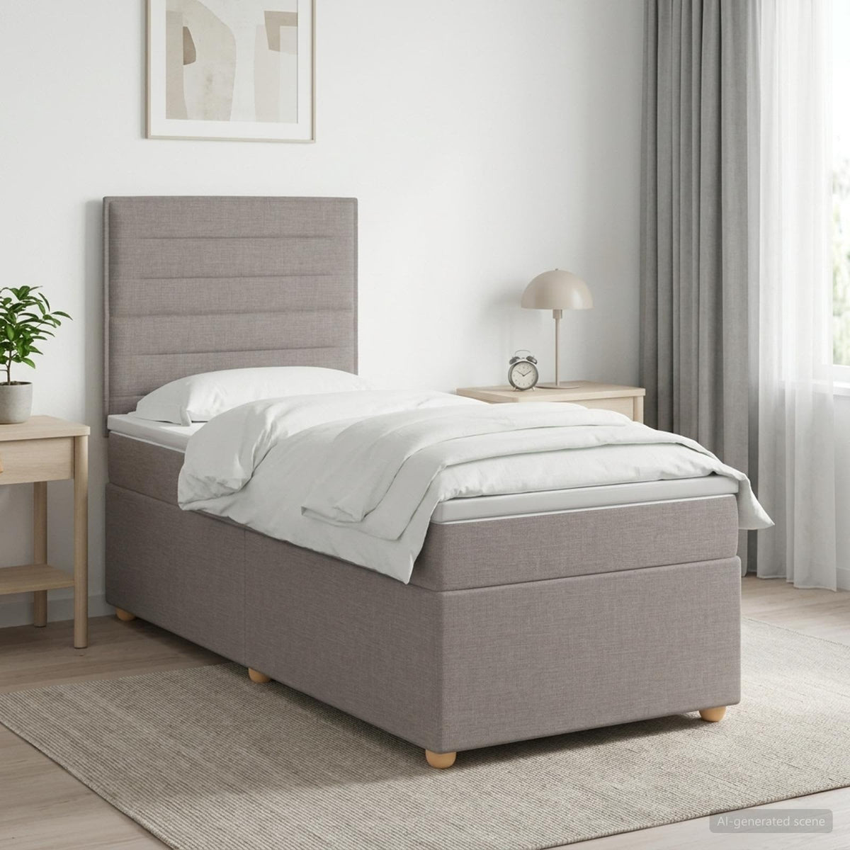 Boxspring krevet s madracem Sivosmeđa 90 x 200 cm Tkanina