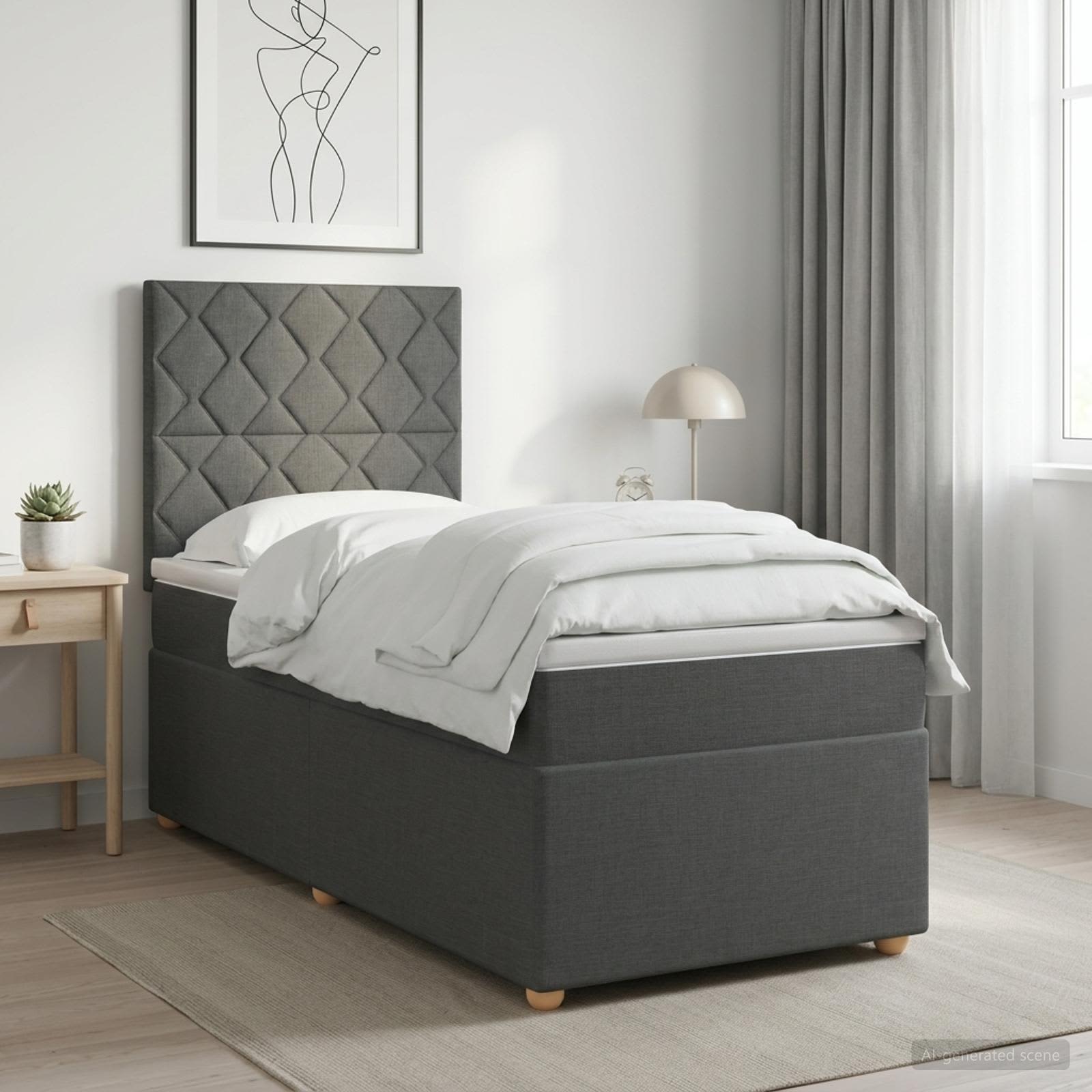 Boxspring krevet s madracem Tamnosiva 90 x 190 cm Tkanina