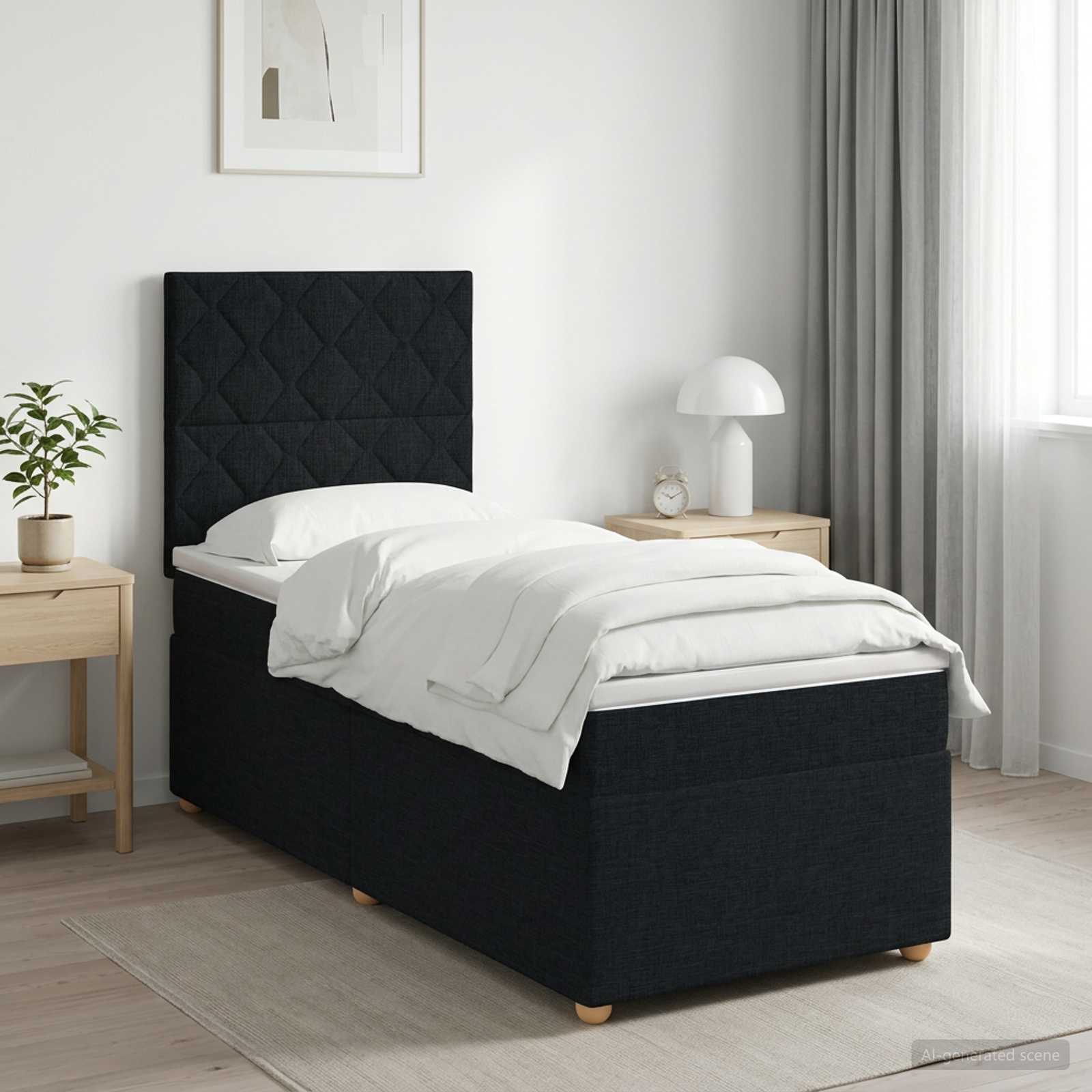 Boxspring krevet s madracem Crna 90 x 200 cm Tkanina