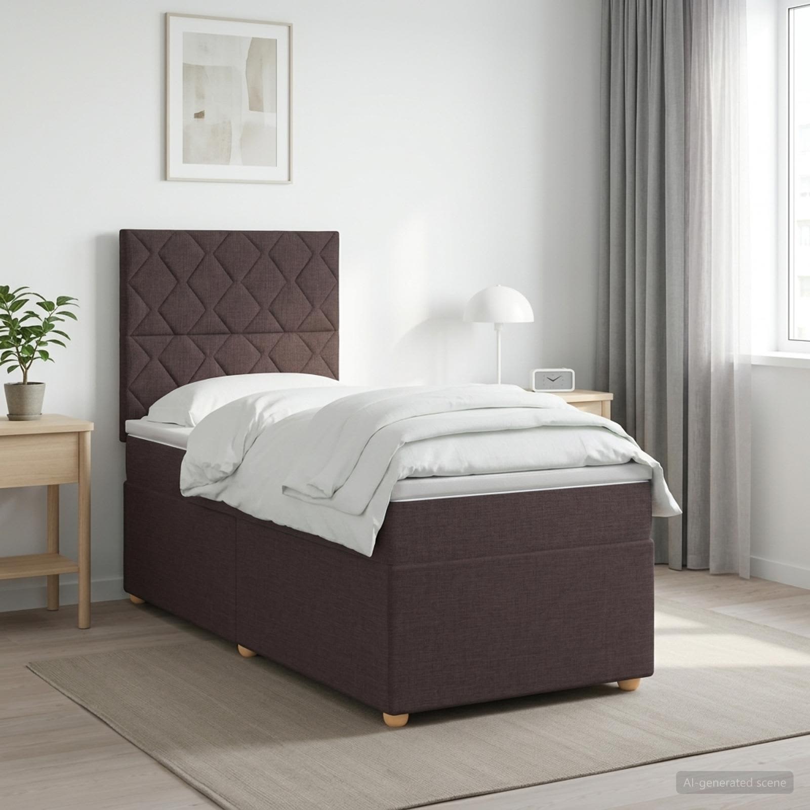 Boxspring krevet s madracem Tamno smeđa 90 x 200 cm Tkanina